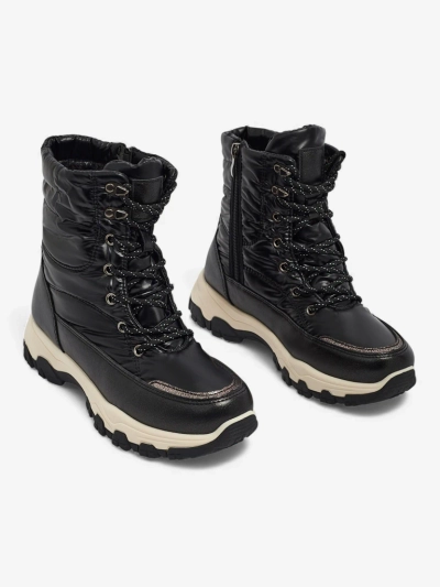 Athena Női Bokacsizma Fekete Szintetikus Kényelmes Téli