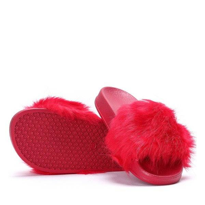 OUTLET Piros papucs szőrrel Millie- Shoes