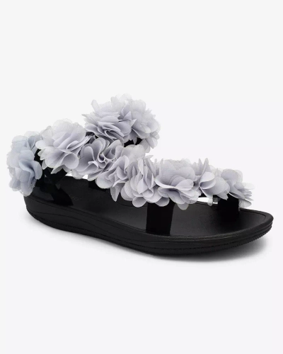 Royalfashion Szürke női szandál virágokkal Alferroy