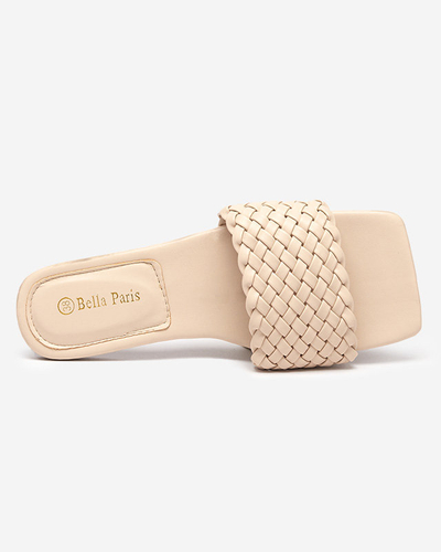 OUTLET Bézs színű női papucs fonott pánttal Netyka - Lábbeli