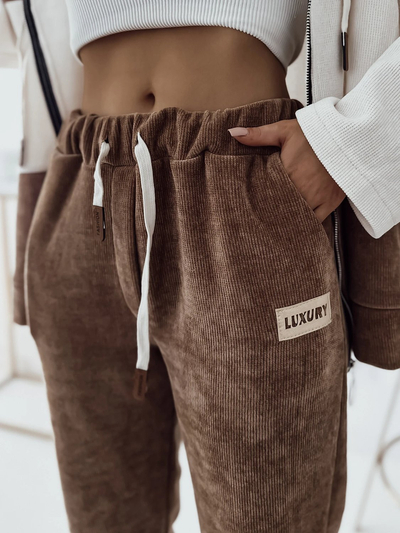 Royalfashion Női barna csíkos sport szett