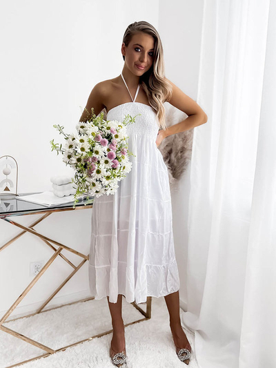 Női pánt nélküli ruha fehér PLUS SIZE - Ruházat