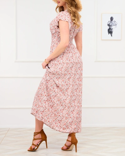 Női fehér és narancssárga virágos maxiruha - Ruházat