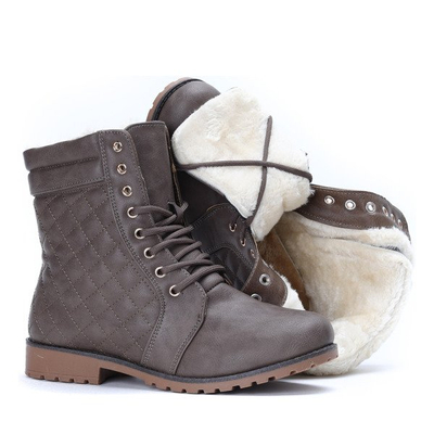 Brązowe workery z pikowanym wykończeniem Marlenne- Obuwie