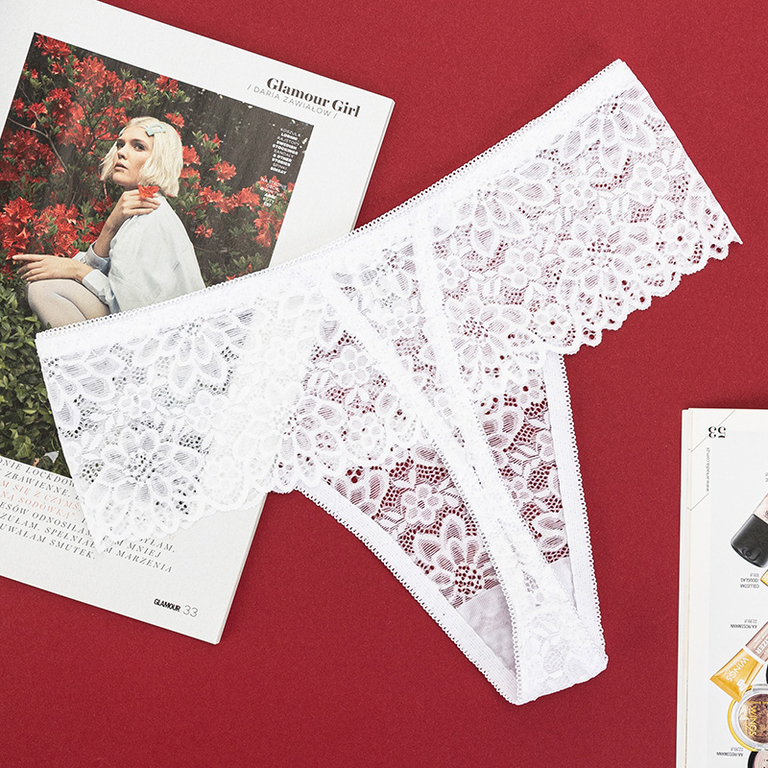 Női fehér csipke tanga - Fehérnemű