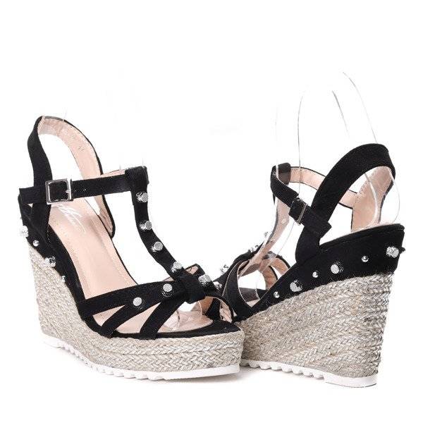 OUTLET Fekete ék szandál - Cipő