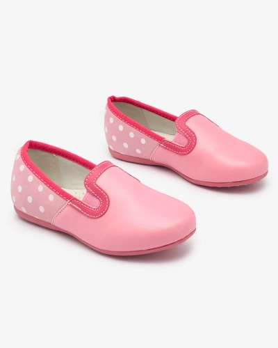 Rózsaszín, öko bőrből készült, borsónyomott félcipő Rellme- Footwear