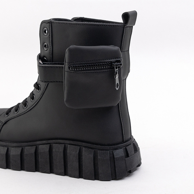 Fekete női munkáscsizma zsebbel Namiko - Cipő