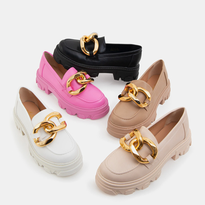 OUTLET Bézs színű cipő arany díszítéssel Lygia - Lábbeli