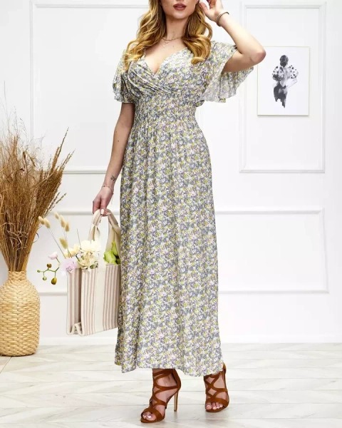 Női virágos midi ruha lila színben - Ruházat