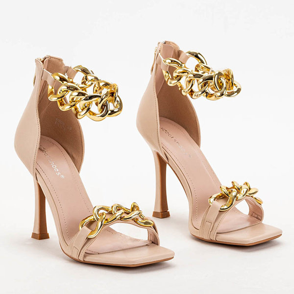 OUTLET Bézs színű szandál magas sarkú Tajla - Lábbeli