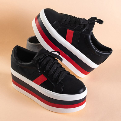 Fekete női sportcipő vastag Jemita platformon - cipő