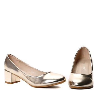 Złote czółenka na słupku - Obuwie