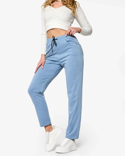 Kék női szövetnadrág PLUS SIZE- Ruházat