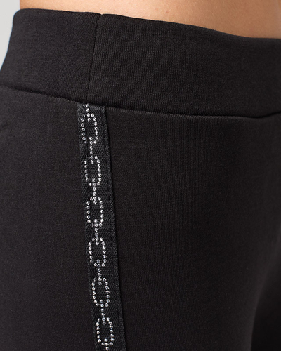 Fekete, csíkos, szigetelt női leggings Ruházat