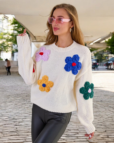 Royalfashion női virágos pulóver