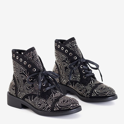 Fekete női csizma cirkóniával Elwira - Lábbeli