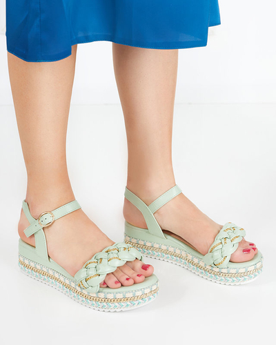 Rella zöld lapos női szandál - cipő