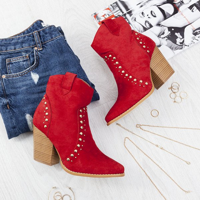 Piros cowboy csizma a magas Gana oszlopon - Lábbeli