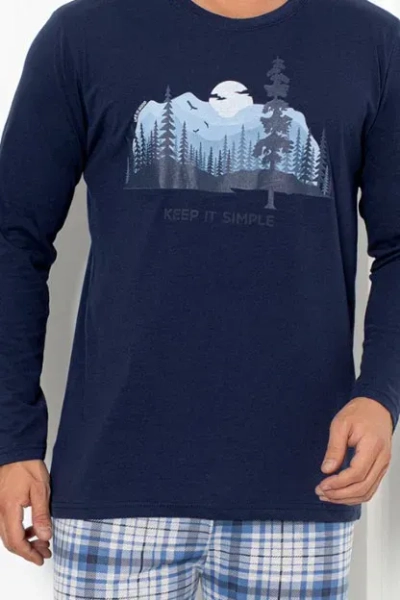 Royalfashion Férfi kockás pamut pizsama