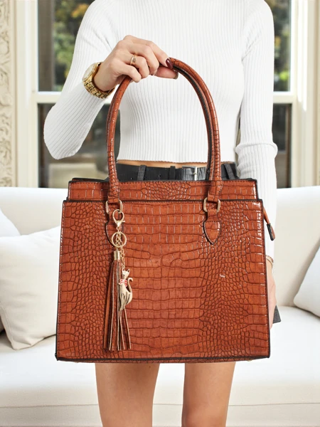 Seraphyne női shopper táska, öko bőrből, dombornyomással