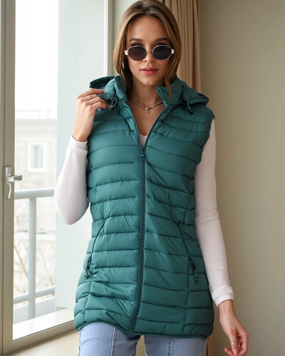 Royalfashion Női ujjatlan dzseki levehető kapucnival