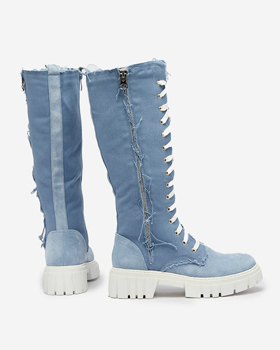 Royalfashion Kék női szövet csizma Leconen