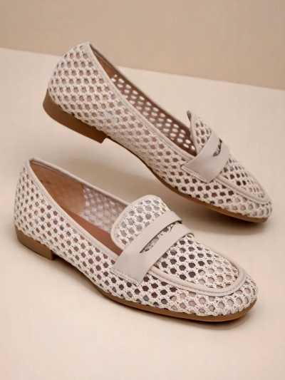Royalfashion Primavera Aelia bézs mokaszin mandula orral, szövetből
