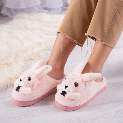 Jasnoróżowe kapcie z króliczkiem Masia - Obuwie