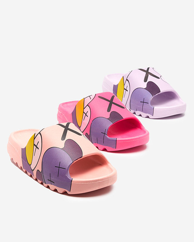 OUTLET Fukszia női gumipapucs Pfizz-Footwear nyomattal