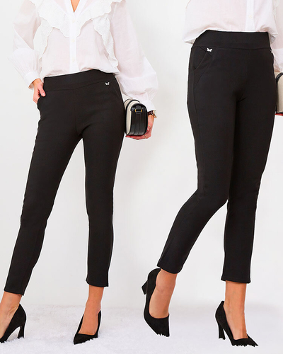Royalfashion Fekete női ökobőr leggings a'la bells