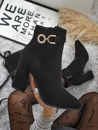 Victi női öko velúrbőr vastag sarkú bokacsizma