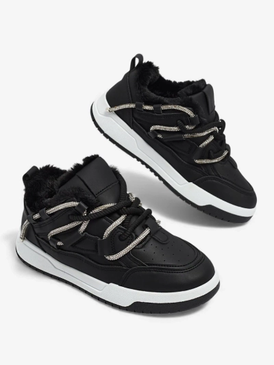 Luna Női Fekete Öko Bőr Sneakerek Mindennapi Használatra