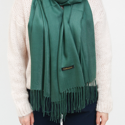 Sötétzöld női nagy sál bojtokkal - kiegészítők