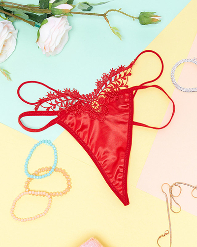 Női piros csipke tanga - Fehérnemű