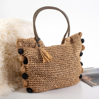 Fonott szalma barna kézitáska - Kézitáskák