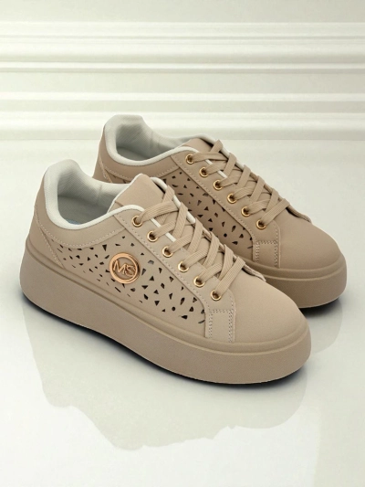 Cleo Ecru Platino – bézs platformos sneakers Royalfashion eco bőr