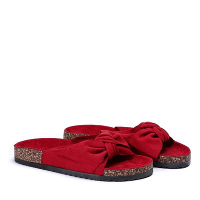 Czerwone klapki z kokardką Yinny - Obuwie