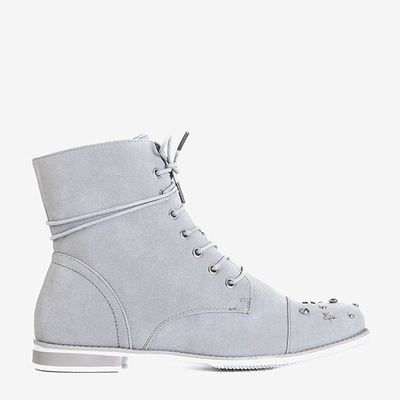 OUTLET Szürke női csizma díszítéssel Matildat - Lábbeli