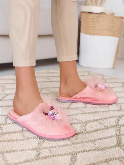 Royalfashion Női szőrös papucs virágokkal Ederra
