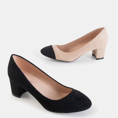 Fekete női szivattyúk az alacsony Erneka-oszlopon - Lábbeli