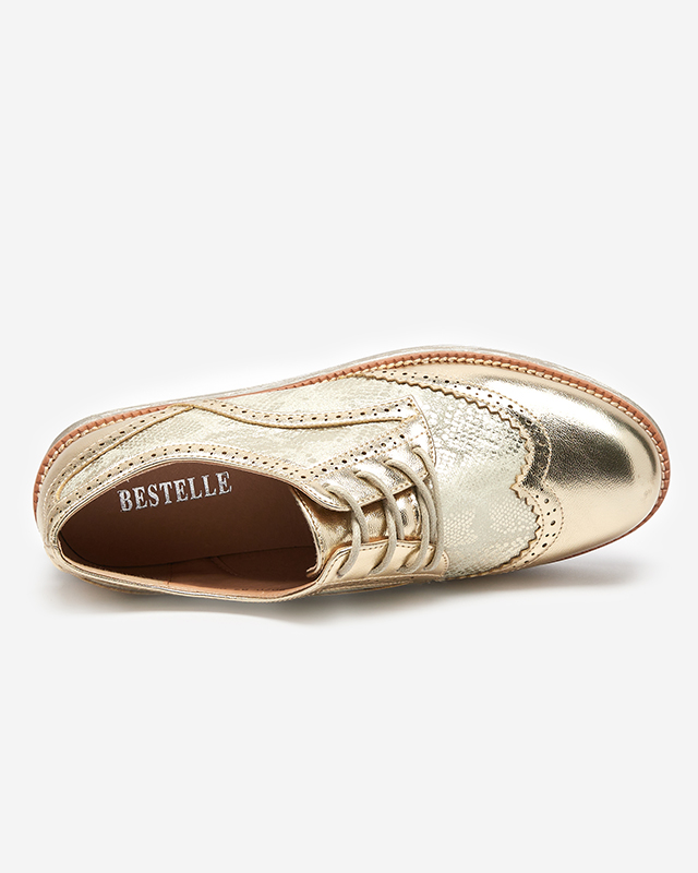 OUTLET Arany női cipők kígyóbőr betétekkel Fin - Footwear