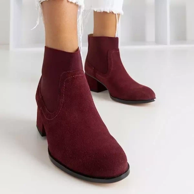OUTLET Maroon női csizma lapos sarokkal Tarina - Cipő