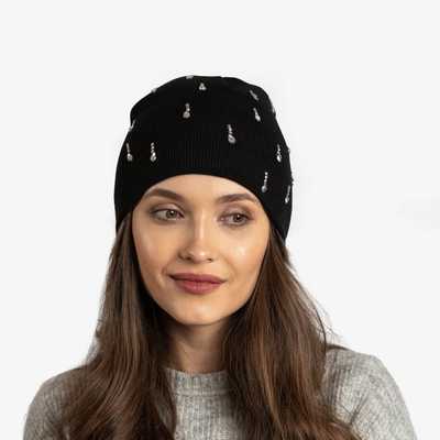 Fekete női sapka cirkóniával - Kiegészítők