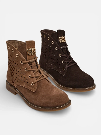 Aurelias természetes bőr áttört női bokacsizma