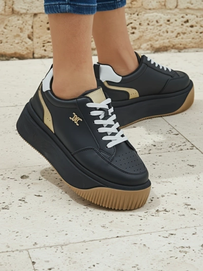 Hypatia Nero női öko bőr platformos sneakerek, 5 cm