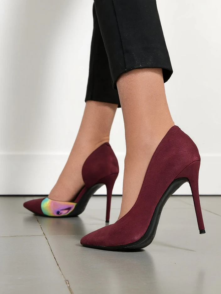 Royalfashion Női magassarkú cipők masnival és holografikus betéttel Dremtru