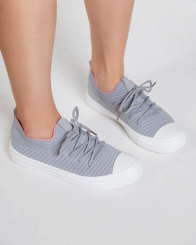 OUTLET Szürke női bordás tornacipő Manfer- Footwear