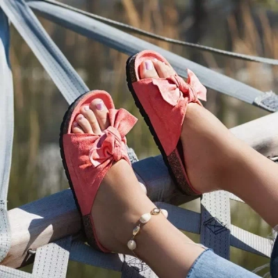 OUTLET Rózsaszín papucs íjjal Summer Blow - Lábbeli