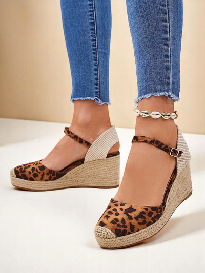 Aurelia Leopard Royalfashion női éksarkú cipő öko-bőr teve